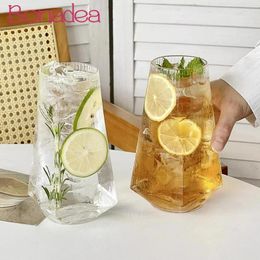 Wine Glasses Creative Quadrilateral Glass Water Cups Transparent Juice Bubble Cup Mojito Cocktail Large Capacity Vertical Pattern