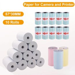 Paper 10 Rolls 57*30mm Thermal White Color Sticker Photo Paper for Children Camera Instant Printer and Kids PeriPage Photo Printer