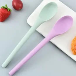 Spoons Long Handle Silicone Spoon 1 Pcs Rice Soup Mixing Dessert Ice Cream Teaspoon Coffee Stirring Kitchen Tableware