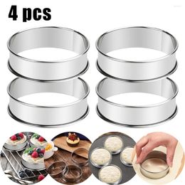 Baking Tools 4Pcs 8.5cm Stainless Steel English Muffin Rings Double Rolled Tart Ring DIY Crumpet Cookie Mould