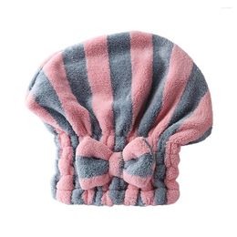 Bath Mats Hair Towel Striped Dry Cap Micro Fibre Drying Turban Superfine Bathroom Supplies