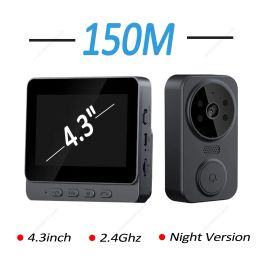 Doorbells WiFi Video Doorbell Wireless HD Camera IR Night Vision Security Smart Home Door Bell 2.4Ghz WiFi Intercom Max 150M 4.3inch