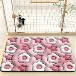 Bath Mats Flooring Mat Water Uptake Antiskid Polyester Fiber Layer Bathroom Non-slip Carpet Smooth Trimming And Curly Storage Floret
