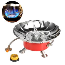 Lixada Stove Windproof Piezo Ignition Lotus Gas Outdoor Cooking Cookware with Adapter for Camping Hiking Picnic 240306
