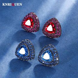 Stud Earrings Trend Retro 9 9mm Ruby Sapphire Gemstone For Women Lab Diamond Personality Fine Jewellery Statement Wholesale