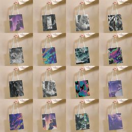 Storage Bags Color Ink Painting Art Pattern Reusable Shopping Bag Canvas Tote Printing Eco Shopper Shoulder