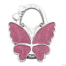 Hooks & Rails Hook Butterfly Handbag Hanger Glossy Matte Foldable Table For Bag Drop Delivery Home Garden Housekeeping Organisation St Dh5Re