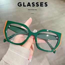 Sunglasses Vintage Transparent Polygon Cat Eye Women Glasses Frame Fashion Clear Anti-Blu-Ray Lens Eyewear Men Optical Double Color