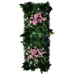 Decorative Flowers 40 120CM Artificial Plant Wall Lawn Panel Fake Grass Pink Flower Home Decoration