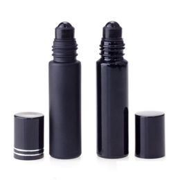 Packing Bottles Wholesale 10Ml Black Essential Oil Bottle Glass Roll On Per Crystal Roller Ball 2 Style Drop Delivery Office School Dhui5