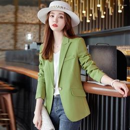 Women's Suits Women Solid Formal Blazer Coat Female Long Sleeve Single Button Straight Jacket For Office Ladies Work Wear Outerwear