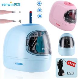 Sharpeners Tenwin round helmet pencil sharpener dualpowered usb Sharpener adjustable electric pencil sharpener campus stationery