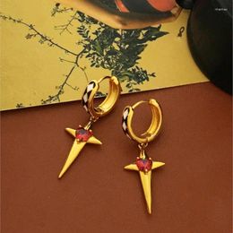 Dangle Earrings Metal Vintage Trend South Korea Latest Style Women Jewellery Fashion Wedding Party High Quality Gift Cross Zircon