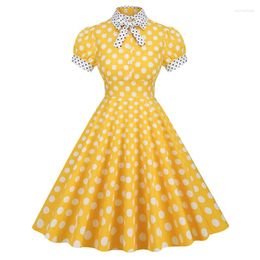 Party Dresses Women Vintage Retro Summer Fashion Short Sleeve Polka Dot Printed Hepburn Style Rockabilly Pin Up Skater Dress