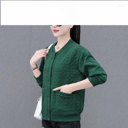 Women's Hoodies Spring Autumn Solid Pockets Button Screw Thread Long Sleeve Paisley Cardigan Coats Office Lady Fashion Tops