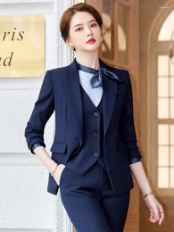 Women's Two Piece Pants Business Suit Autumn And Winter Temperament Style Formal Wear Bank Staff El Manager Work Clothes