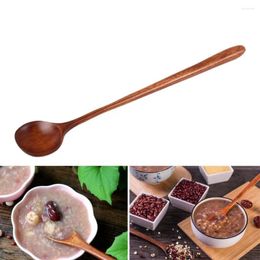 Spoons Natural Wooden Long Handle Spoon Soup Scoops Dessert Porridge Tea Coffee Wood Tableware Kitchen Supplies