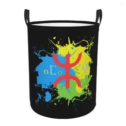 Laundry Bags Amazigh Flag Splash Art Design Basket Collapsible Berber Proud Tifinagh Clothes Hamper For Baby Kids Toys Storage Bin