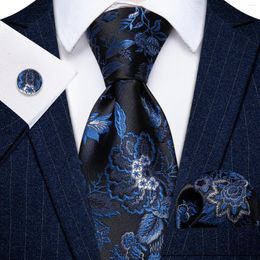 Bow Ties Silk Luxury Royal Blue Tie For Man Business Tuxedo Fashion Gentleman Pocket Square Cufflinks Set Party Wedding Men's Necktie
