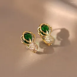 Dangle Earrings Elegant Cabbage Shape Creative Green Rhinestone Ear Buckle Chic Trendy Vegetable Stud Lady/Gifts
