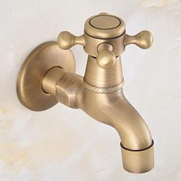 Bathroom Sink Faucets Antique Brass Wall Mount Mop Pool Tap Outdoor Garden Cold Water Faucet Lav321