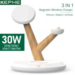 Chargers 30W Magnetic Wireless Charger 4 in 1 Stand for iPhone 13 12 Pro Max Wireless Charging Station for Apple Watch 7 6/Airpods 3