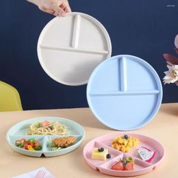 Plates Wheat Straw Round Divided Plate Kitchen Dinnerware Anti-fall Reusable Tray 3 Grids Compartment Salad