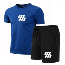 Men's Tracksuits Summer T-Shirt Shorts Two Piece Set Sportswear Casual Fitness Sports Quick-drying Sets Tracksuit Men Running Short Sleeve