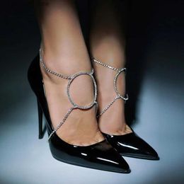 Anklets Tren Circle Ankle High Heel Accessories Bijoux Femme Crystal Anklets Foot Chain Jewelry for Women Sandals Shoe Chain L46