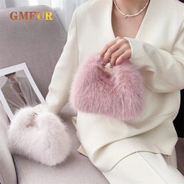 Shoulder Bags Women's Plush Bag Cute Fluffy Handbag Artificial Fur Handheld Dinner Temperament Luxury Underarm