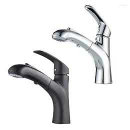 Bathroom Sink Faucets P82D Matte Pull Out Faucet Single Hole With 2 Modes Down Sprayer 1 Handle Modern