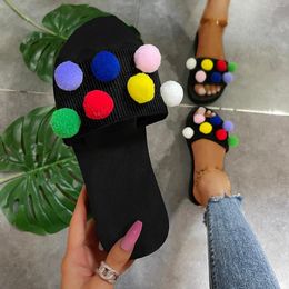 Slippers Fashion Colour Sandals Size Candy Women's And Summer One-Word Wear Large Slipper