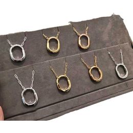 Designer's High version Gold plating Brand U-shaped Lock Necklace Womens Split Colour Horseshoe Half Diamond Small Head Pendant Couples Collar Chain UHA4