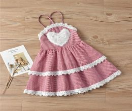 Summer girls dresses Girl Plaid Printed Sling Skirt Love heart tutu dress Cascade princess dress kids designer clothes girls JY4783456522