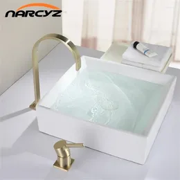 Bathroom Sink Faucets Basin Faucet Brushed Gold And Cold Washbasin Brass Above Counter Kitchen EY-Y0048