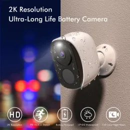 Cameras Security Cameras Wireless Outdoor, 2K 3MP Battery Powered WiFi Security Camera with Spotlight Siren, 2Way Audio, Waterproof