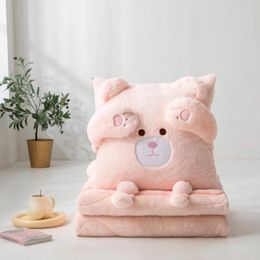 Blankets Cartoon Cute Plush Throw Pillow Two In One Or Use Fun Sofa Cushion Lunch Nap Quilt Folding Air Conditioning Blanket