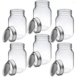 Storage Bottles 6 Pcs Fruit Jars Food Container Portable Syrup Pitcher Jelly Glass Mini Mason Small With Lid Salad