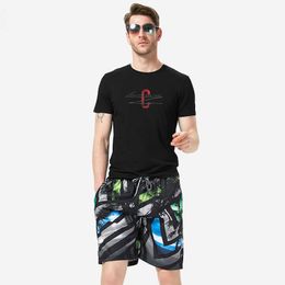 Fast drying beach pants mens large size loose couples 5-point flat top swimming trunks summer flower shorts womens underpants fashion