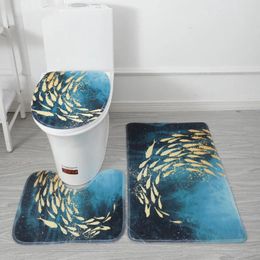 Bath Mats Ocean Pattern Small Carpet Short Plush Non-slip Floor Mat Nordic Style Toilet Cover Bathroom Absorbent Foot Pad