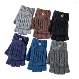 Cycling Gloves Touch Screen Outdoor Sport Thick Plush Autumn Winter Knitting Mittens Half Finger Furry Warm Mitts Men