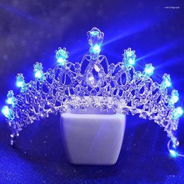 Hair Clips Glowing Wedding Crowns Tiaras LED Light Crown Rhinestone Crystal Bridal Accessories Girls Birthday Party Jewellery