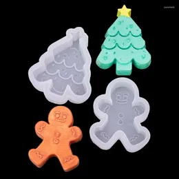 Baking Moulds Christmas Mould Silicone Gingerbread Man Tree Shaped Candle Creative Tool Cake Decoration