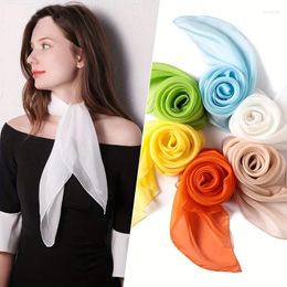 Scarves 25.59" Chiffon Candy Colour Neckerchief Simple Square Scarf Bandana Women Head Wrap Hair Accessories