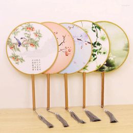 Decorative Figurines 1pcs Vintage Flower Lotus Leaf Round Cloth Lady Hand Craft Fan Chinese Style Portable For Wedding Dance