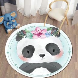 Carpets Cute Cartoon Panda Circular Carpet Home Living Room Bedroom Bathroom Children's Floor Decoration Anti Slip