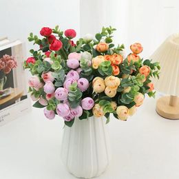 Decorative Flowers 1pc Artificial Flower Simulation Roses Bouquet Mini Rose Silk Fake Plant Home Table Decoration Pography Props