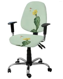 Chair Covers Cactus Yellow Flower Hummingbird Elastic Armchair Computer Cover Removable Office Slipcover Split Seat