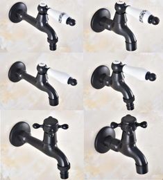 Bathroom Sink Faucets Black Oil Rubbed Brass Wall Mount Mop Pool Faucet /Garden Water Tap / Laundry Taps Washing Machine