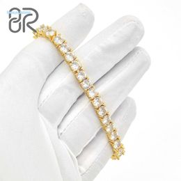 4x6mm 8 Tennis VVS Moissanite Bracelet Pass Diamond Tester Round Brilliant Cut Gold Plated 925 Silver Link Chain Fine Jewellery